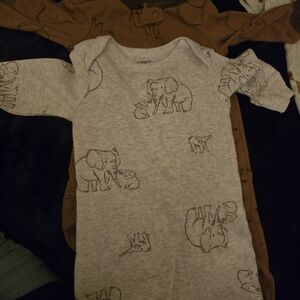 Gray Elephant Print Baby Onesie
